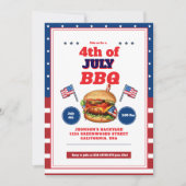 Rood Wit Blauw 4 juli Zomer Picknick Uitnodiging (Voorkant)