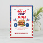 Rood Wit Blauw 4 juli Zomer Picknick Uitnodiging (Staand voorkant)