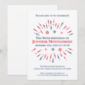 Rood Wit Blauw 80ste Verjaardagsfeest Vuurwerk Kaart (Voorkant / Achterkant)