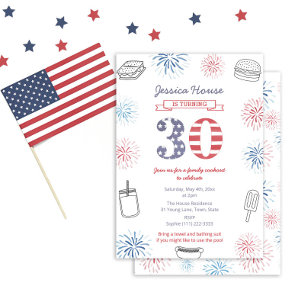 Rood Wit Blauw Achtertuin Familie 30e Verjaardagsf Kaart