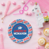 Rood, Wit & Blauw Afstuderen Gepersonaliseerd Papieren Bordje (Feest)