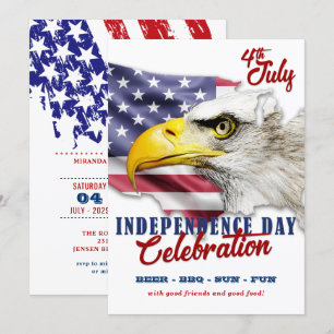 Rood, Wit & Blauw American Eagle 4th van Juli Fees Kaart