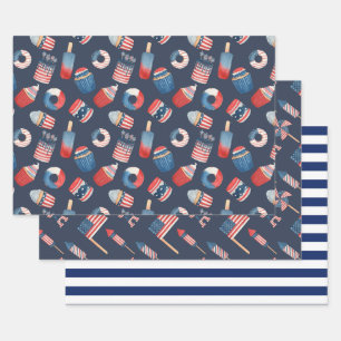 Rood Wit Blauw Amerikaans Onafhankelijkheidsdag Pi Inpakpapier Vel