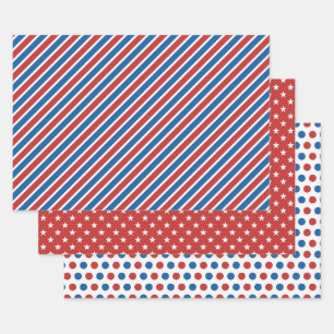 Rood Wit Blauw Amerikaanse 4 juli sterren strepen Inpakpapier Vel