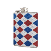 Rood, Wit, Blauw Argyle 4 Juli Glitter Heupfles (Links)