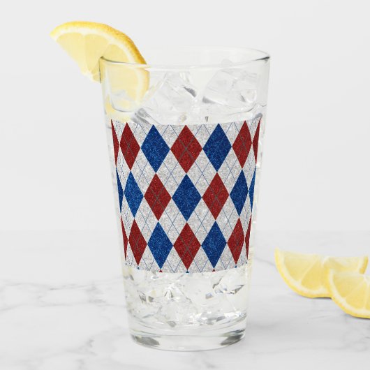 Rood, Wit, Blauw Argyle 4 Juli Glitters Glas (Voorkant ijs)