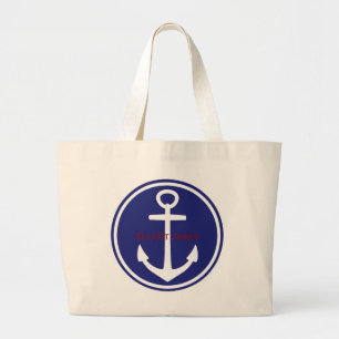 Rood wit blauw autisch anker gepersonaliseerd grote tote bag