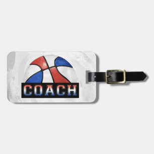 Rood Wit Blauw Basketbal Coach Bagagelabel