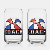 Rood Wit Blauw Basketbal coach glaswerk Blikvorm Glas (Achterkant)
