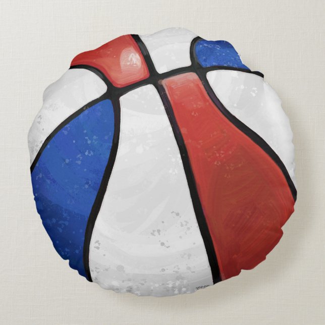 Rood Wit Blauw Basketbal Kussen (Achterkant)