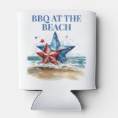 Rood Wit Blauw BBQ op het strand Blikjeskoeler (Achterkant)