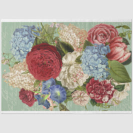 Rood-wit-blauw bloemen-boeket ontkoppeling tissuepapier