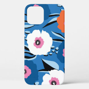 Rood Wit Blauw: Bloemen Scandinavisch. iPhone 12 Hoesje