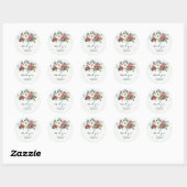 Rood Wit Blauw Bloemen Waterverf Dank u Bruiloft Ronde Sticker (Vel)