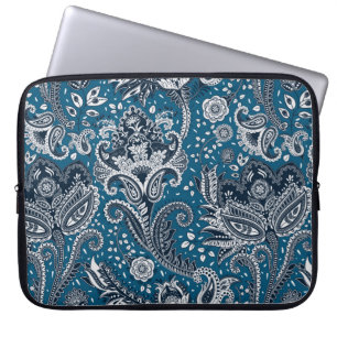 Rood Wit & Blauw Bloemig Paisley Boheemse Boho Laptop Sleeve