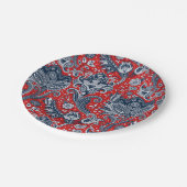 Rood Wit & Blauw Bloemig Paisley Boheemse Boho Papieren Bordje (Gekanteld)
