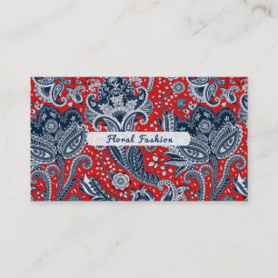 Rood Wit & Blauw Bloemig Paisley Boheemse Boho Visitekaartje