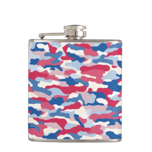 Rood Wit & Blauw Camouflage 6 oz. Heupfles