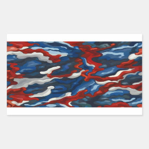 rood wit blauw camouflage rechthoekige sticker