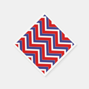 Rood, wit, blauw Chevron 1-PAPIER PARTIJ NAPKINSs Servetten