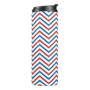 Rood Wit Blauw Chevron Patroon Thermosbeker