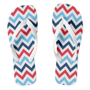 Rood Wit Blauw Chevron Teenslippers Jandals Thongs