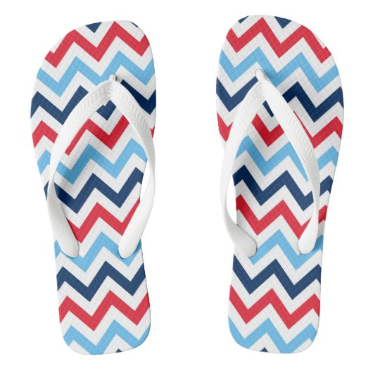 Rood Wit Blauw Chevron Teenslippers Jandals Thongs (Voetbed)