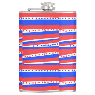 Rood Wit Blauw Cirkels Strepen Heupfles