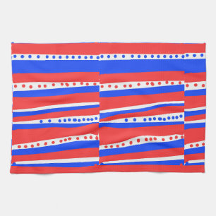 Rood Wit Blauw Cirkels Strepen Keukenhanddoeken
