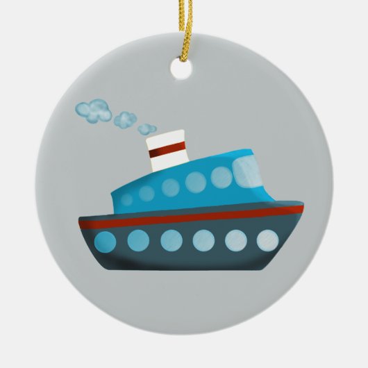 Rood wit blauw cruiseschip keramisch ornament (Voorkant)