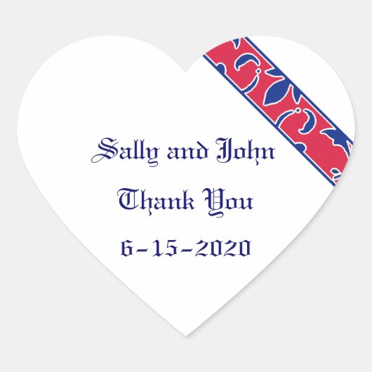 Rood, wit, blauw, Damask voor Sticker (Voorkant)