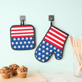 Rood, Wit & Blauw enkel voor u Ovenwant & Pannenlap Set