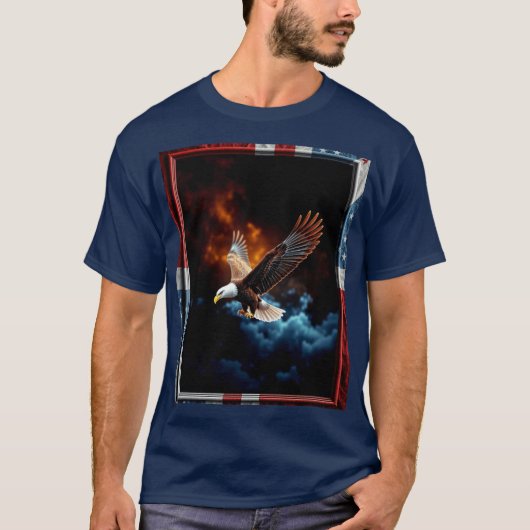 Rood Wit & Blauw Framed Eagle T-shirt (Voorkant)