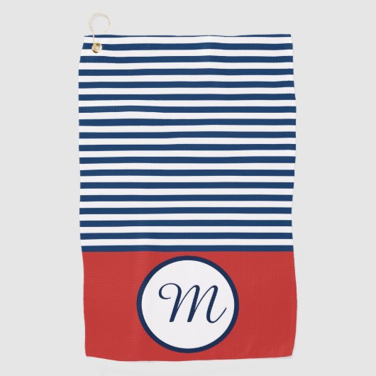 Rood Wit & Blauw Fun Monogram Golfhanddoek (Voorkant)
