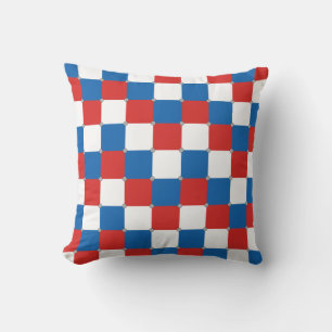 Rood-wit-blauw geruit patroon kussen