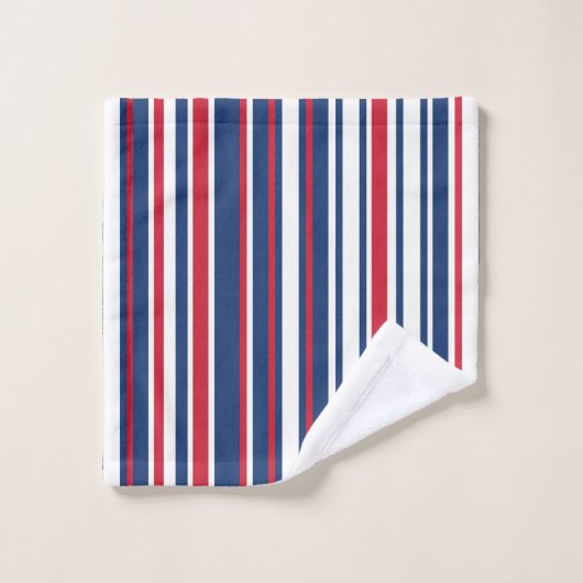 ROOD WIT BLAUW GESTREEPT BAD HANDDOEK (Wasdoekje)