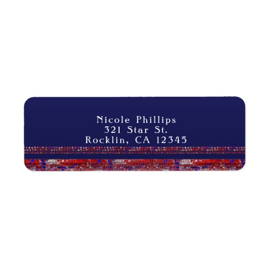 Rood Wit & Blauw Glitterende Lovertjes 4 juli Fees Etiket (Voorkant)