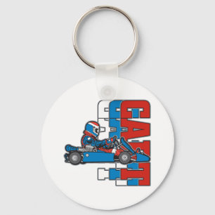 Rood, wit blauw Go Cart Sleutelhanger
