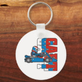 Rood, wit blauw Go Cart Sleutelhanger (Voorkant)