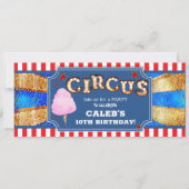 Rood Wit Blauw Gouden Circus Partij Ticket Kaart (Voorkant)