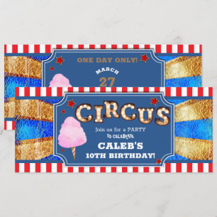 Rood Wit Blauw Gouden Circus Partij Ticket Kaart