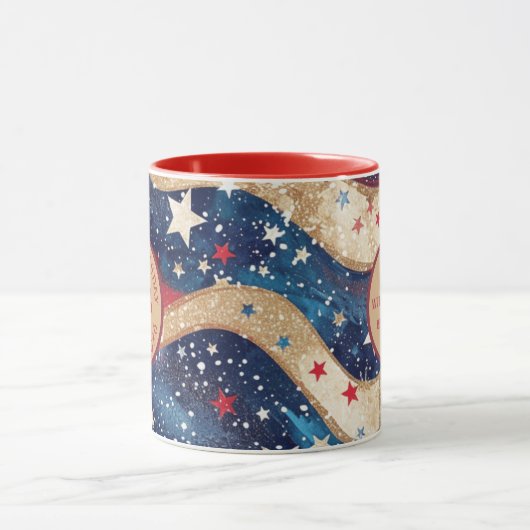 Rood Wit Blauw Gouden Strepen Mok (Midden)