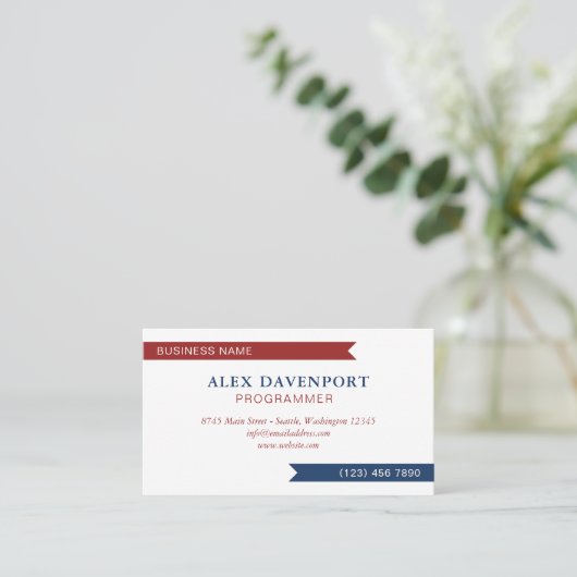 Rood Wit Blauw Guidon wimpel elk beroep Visitekaartje (Staand voorkant)