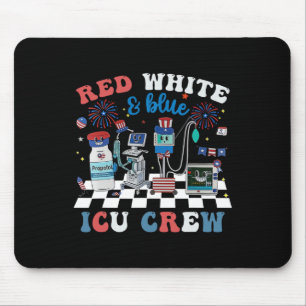 Rood Wit Blauw ICU Nurse Crew 4 Juli Onafhankelijk Muismat