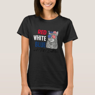 Rood Wit Blauw & Kat Teveel Amerikaanse Vlag 4 Jul T-shirt