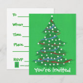 Rood Wit Blauw Kerstboom Party Uitnodigingen (Voorkant / Achterkant)