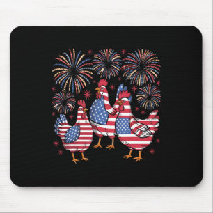 Rood Wit Blauw Kip USA Vlag Vuurwerk 4e van Ju Muismat