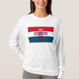 Rood, wit, blauw kruis met vlag t-shirt