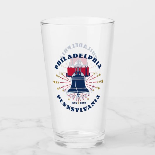 Rood Wit Blauw Liberty Bell Patriottisch Glas Cup (Voorkant)