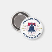 Rood Wit Blauw Liberty Bell Philadelphia Magnet Magneet (Voorkant / Achterkant)